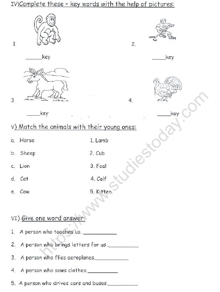 cbse class 1 english revision worksheet set 2 practice